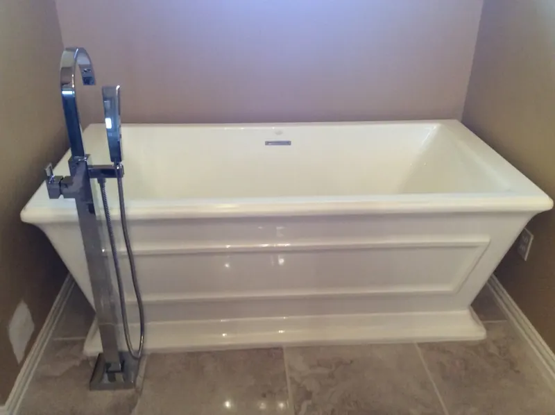 Bathroom remodel with freestanding tub